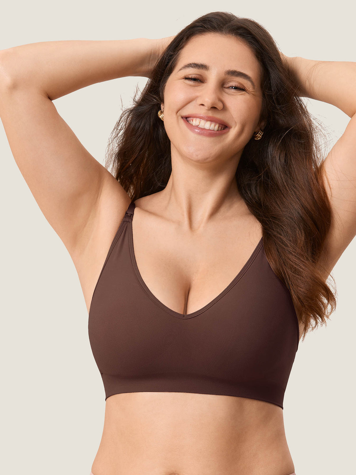 MOMANDA Women's Seamless Soft Knit Nursing Bra,TITLE_BEST SELLERS Hazelnut @model_info:A1