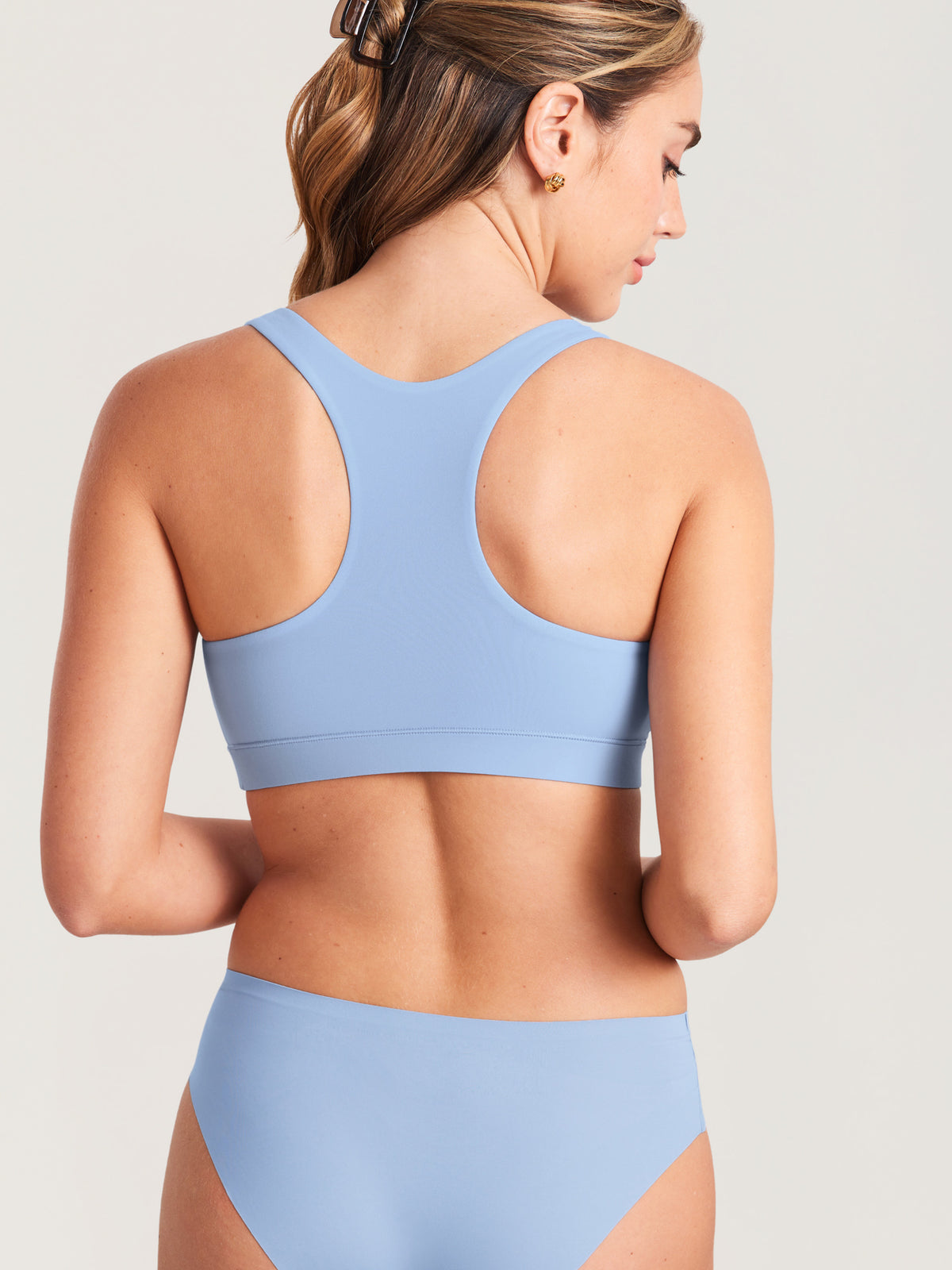 MOMANDA Women's Inbarely? Crossover Racerback Nursing Bra Moonlight Blue @model_info:MOM3