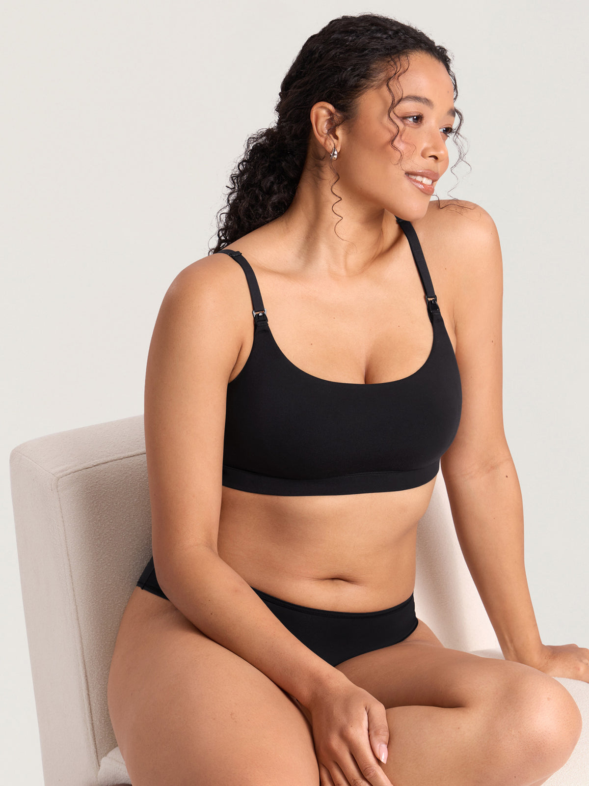 Baumwoll-Still-Bralette mit Rundhalsausschnitt