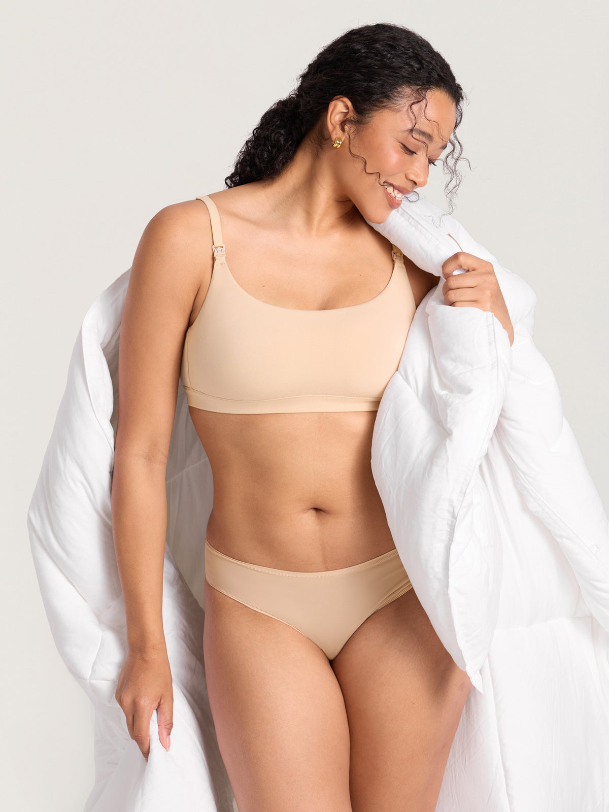 Baumwoll-Still-Bralette mit Rundhalsausschnitt
