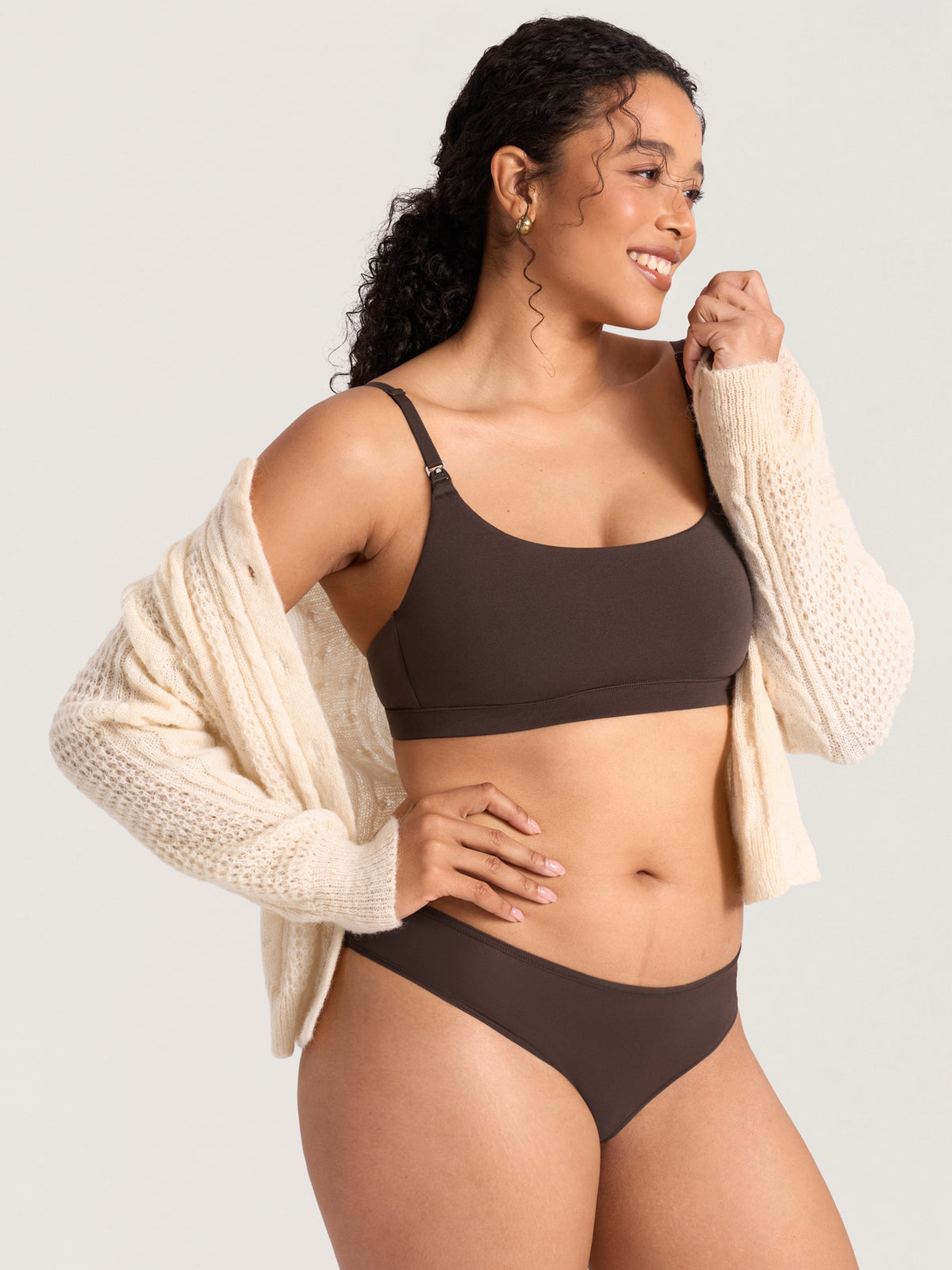 Baumwoll-Still-Bralette mit Rundhalsausschnitt