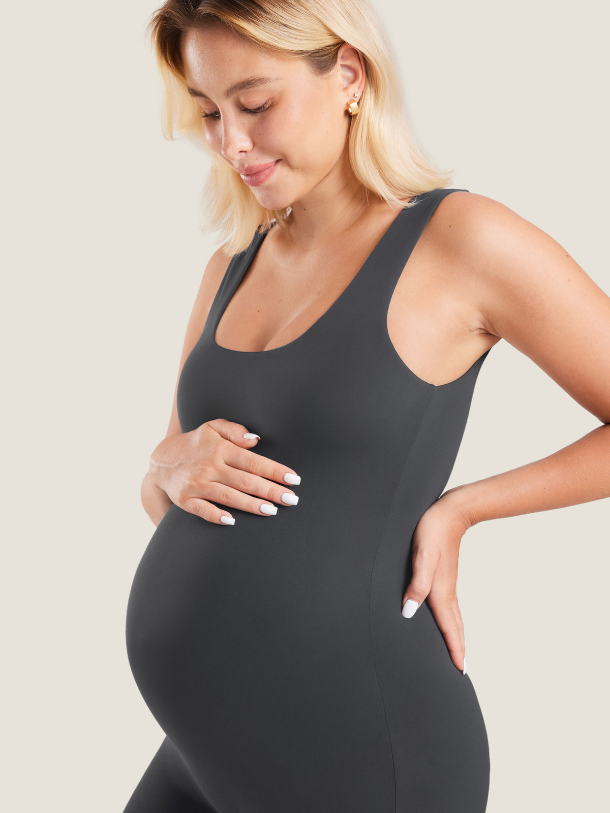 MOMANDA Women's Natrelax? Maternity Romper Mysterious Grey @model_info:MOM1