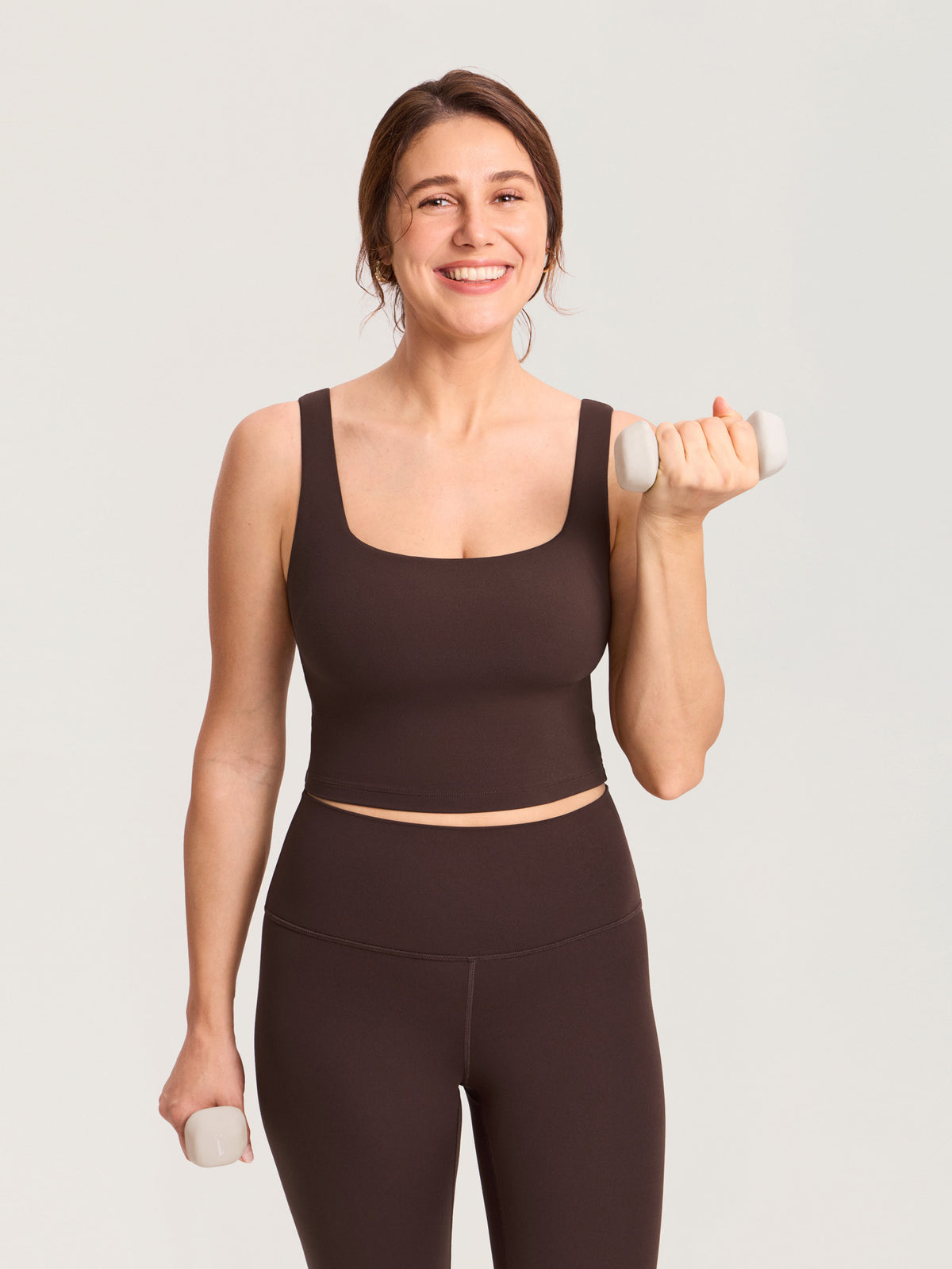 MOMANDA Women's Natrelax? Pumping Crop Tank Top Hot Fudge Brown @model_info:MOM2