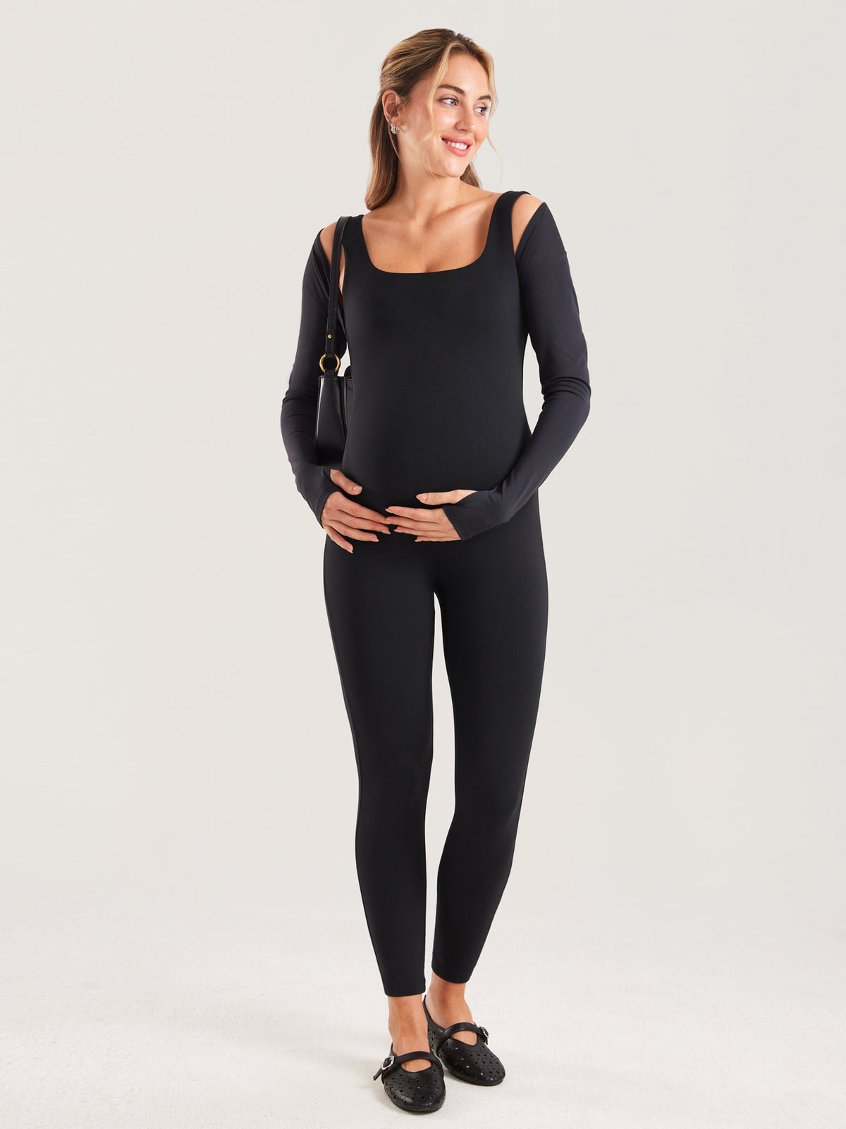 MOMANDA Women's Natrelax? Maternity Jumpsuit Black @model_info:MOM1