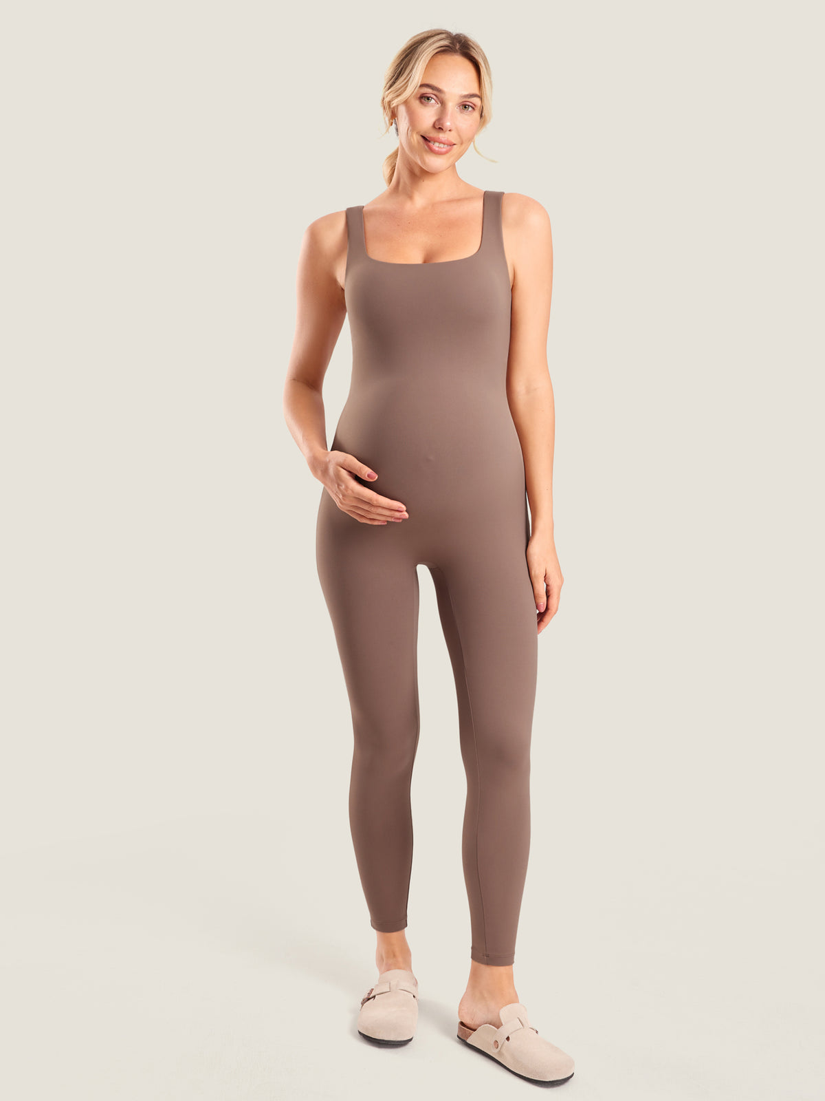 MOMANDA Women's Natrelax? Maternity Jumpsuit Brown Purple @model_info:MOM1