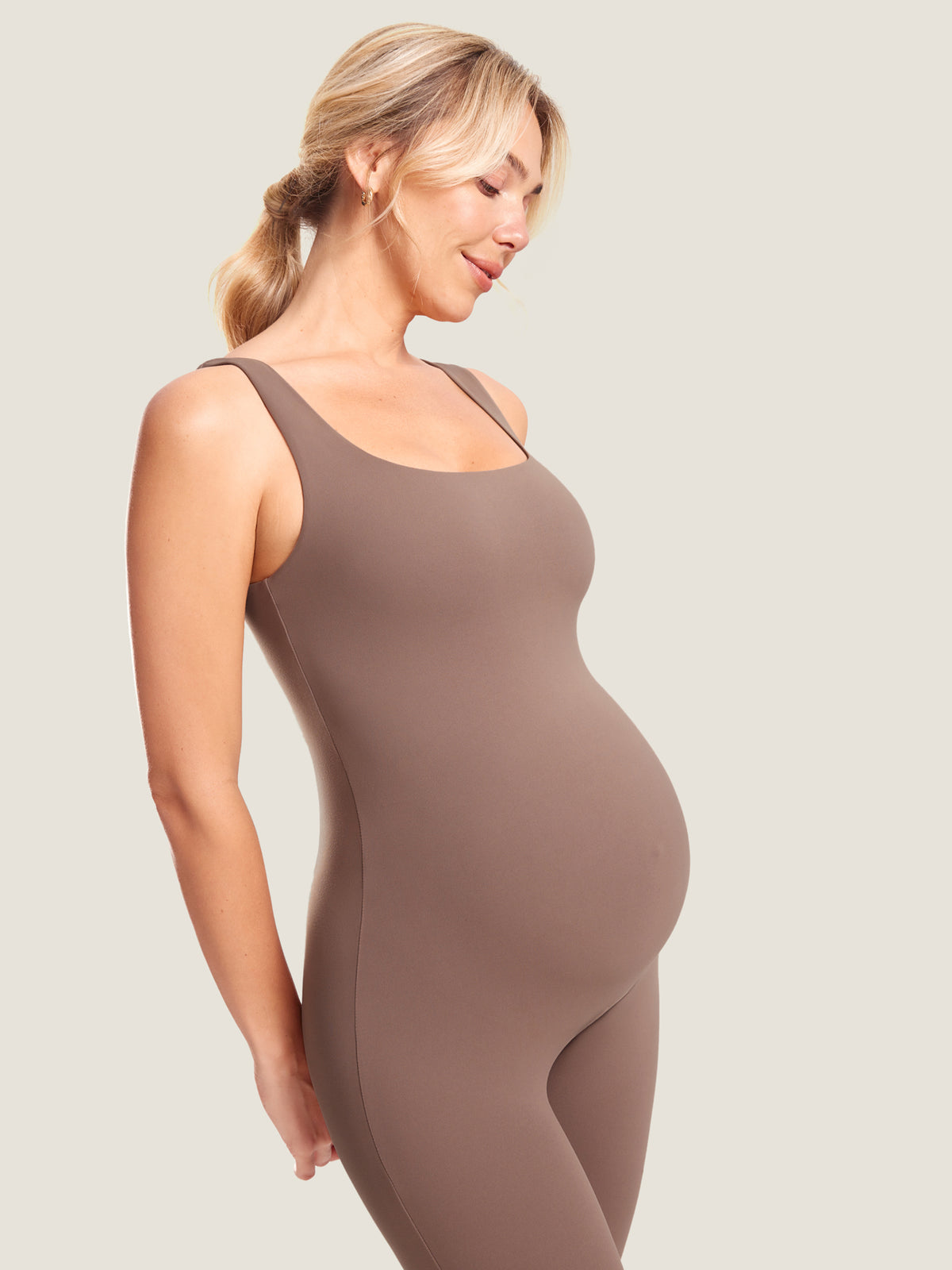 MOMANDA Women's Natrelax? Maternity Jumpsuit Brown Purple @model_info:MOM1