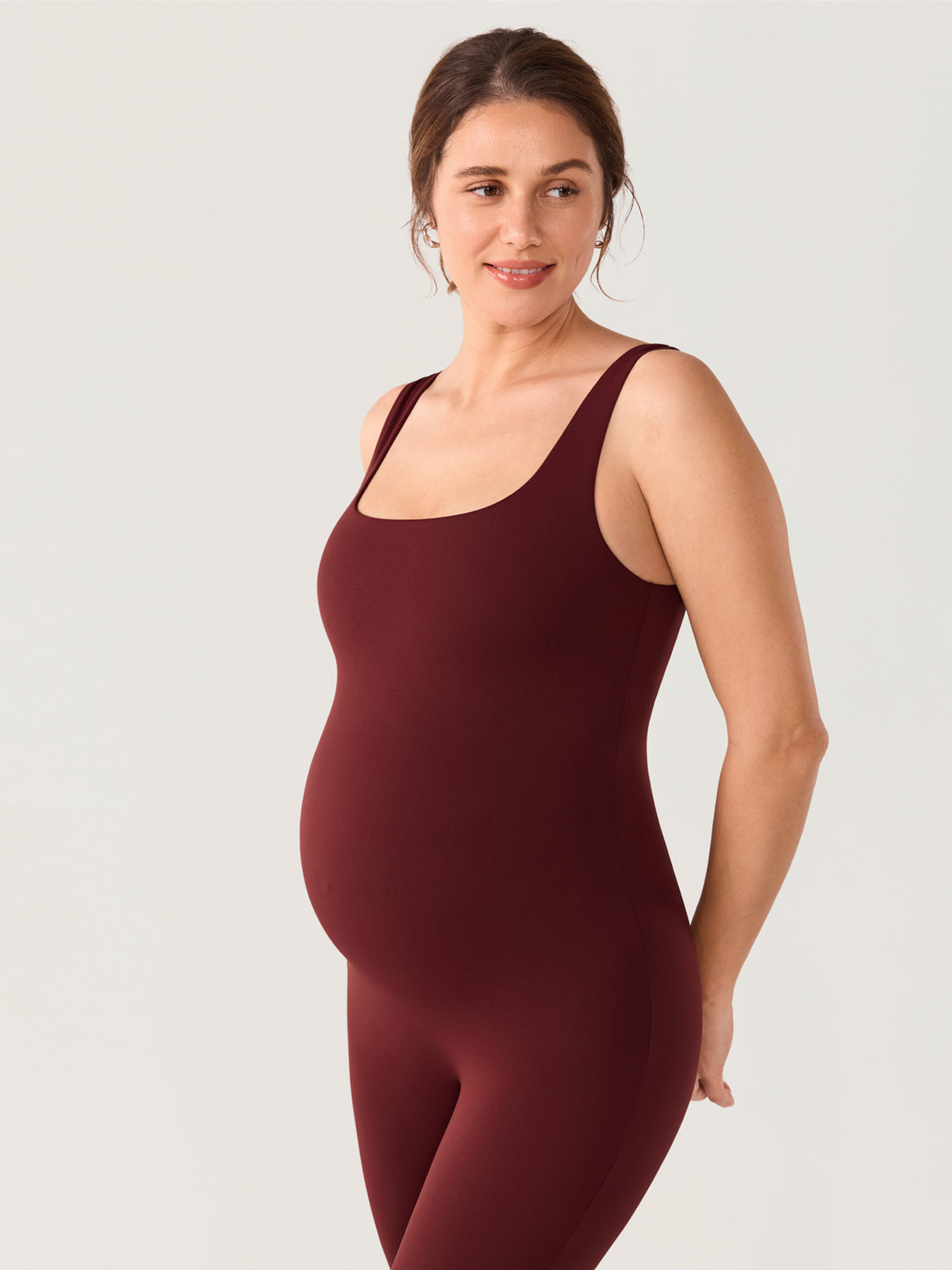 MOMANDA Women's Natrelax? Maternity Jumpsuit Red Merlot @model_info:MOM5