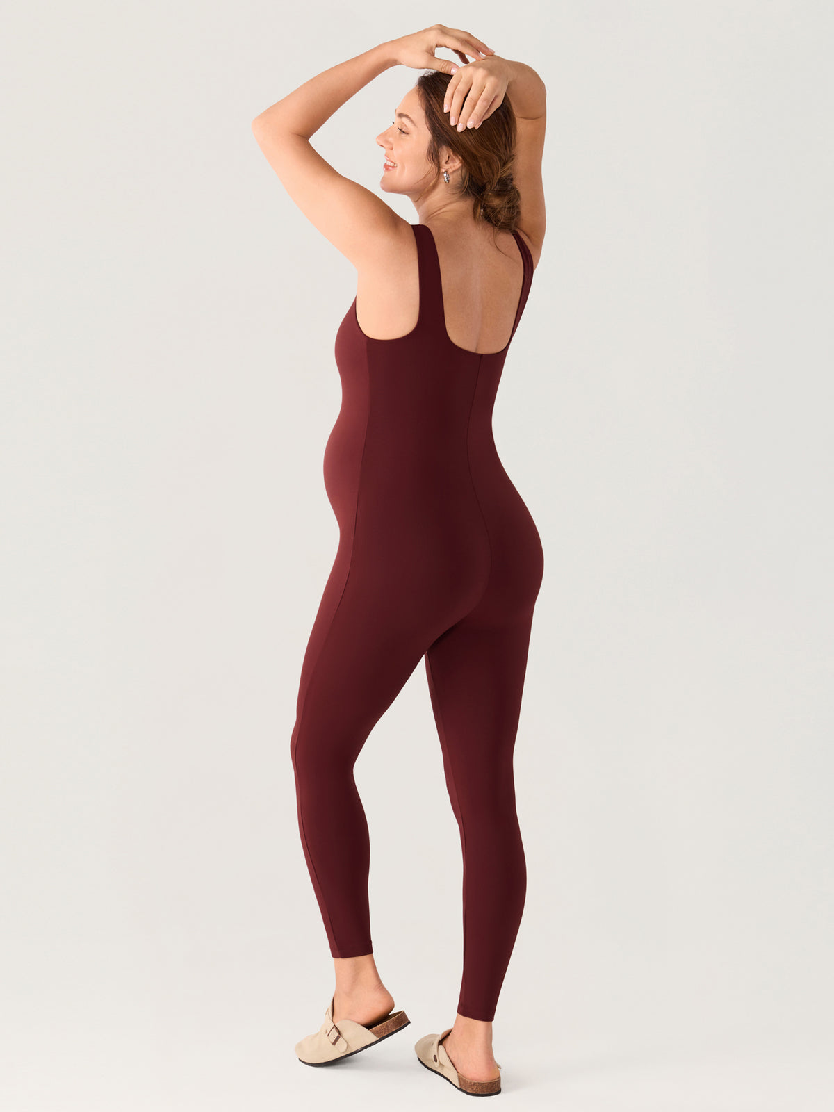 MOMANDA Women's Natrelax? Maternity Jumpsuit Red Merlot @model_info:MOM6