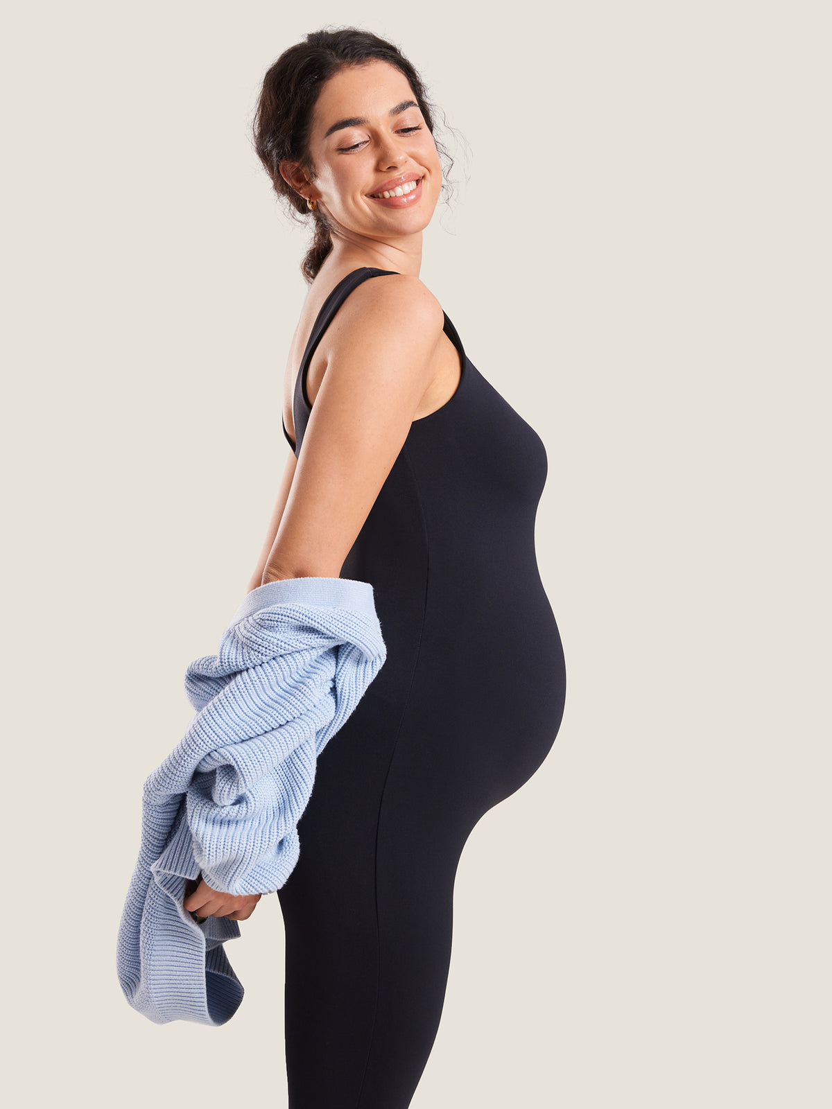 MOMANDA Women's Natrelax? Maternity Jumpsuit Black @model_info:SHOPIFY2