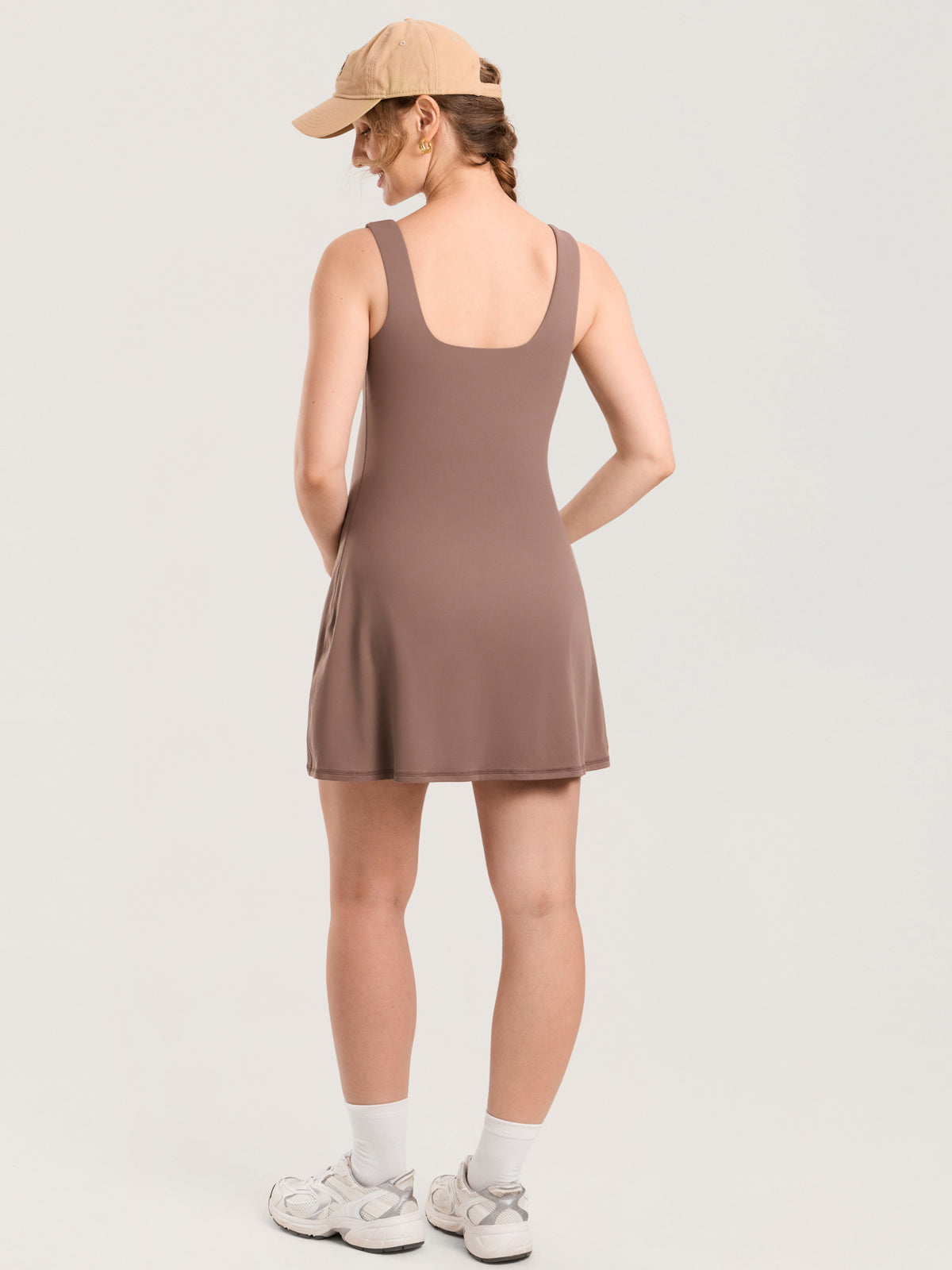 MOMANDA Women's Natrelax? Maternity Mini Dress - Easy Peezy Brown Purple @model_info:MOM4