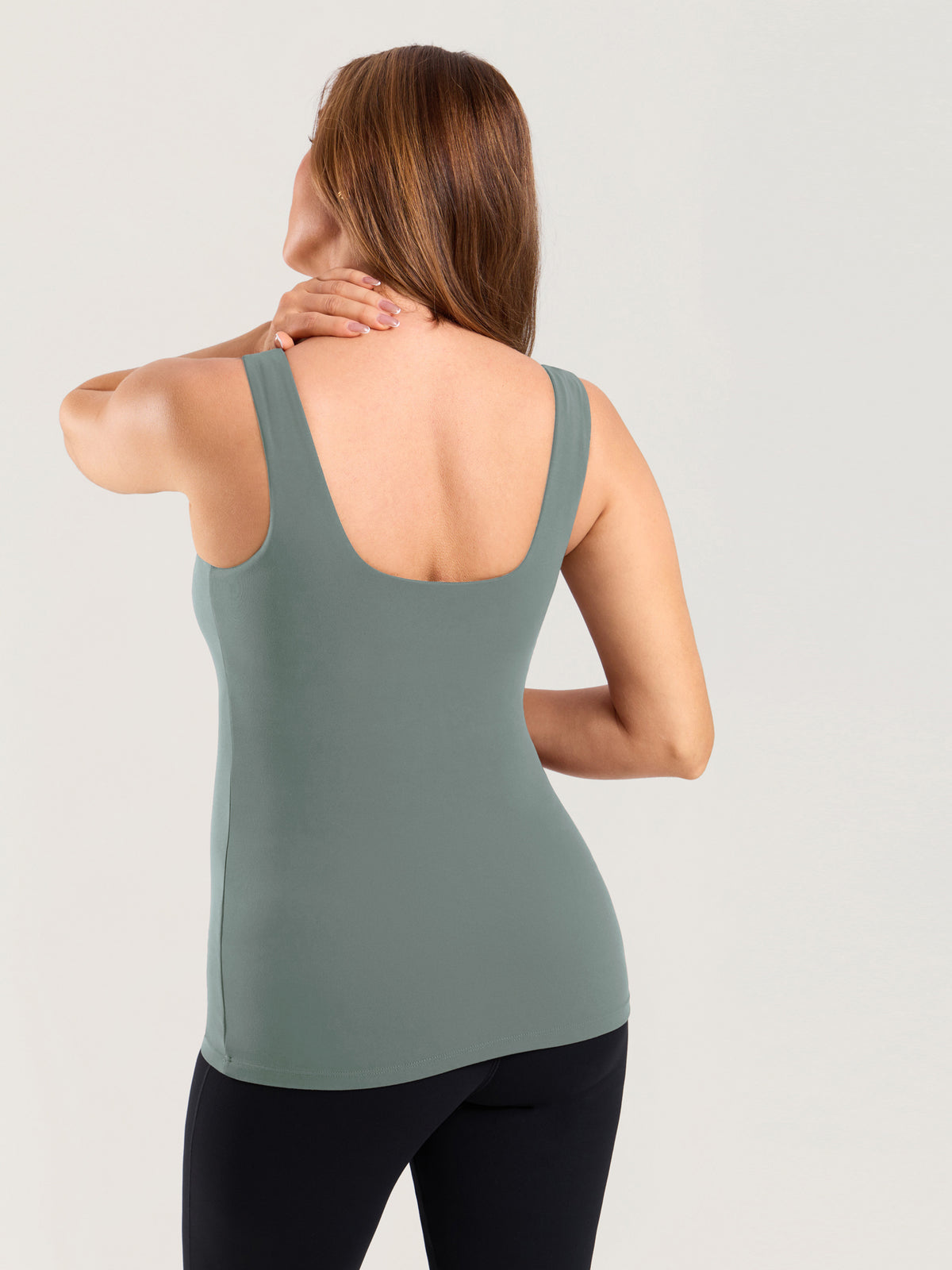 MOMANDA Naterlax? V Neck Nursing Tank Top Grey Sage @model_info:MOM3