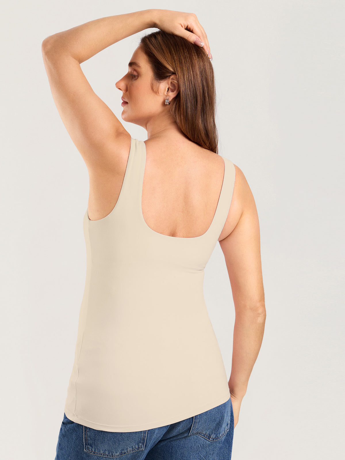 MOMANDA Naterlax? V Neck Nursing Tank Top Mojave Tan @model_info:MOM3