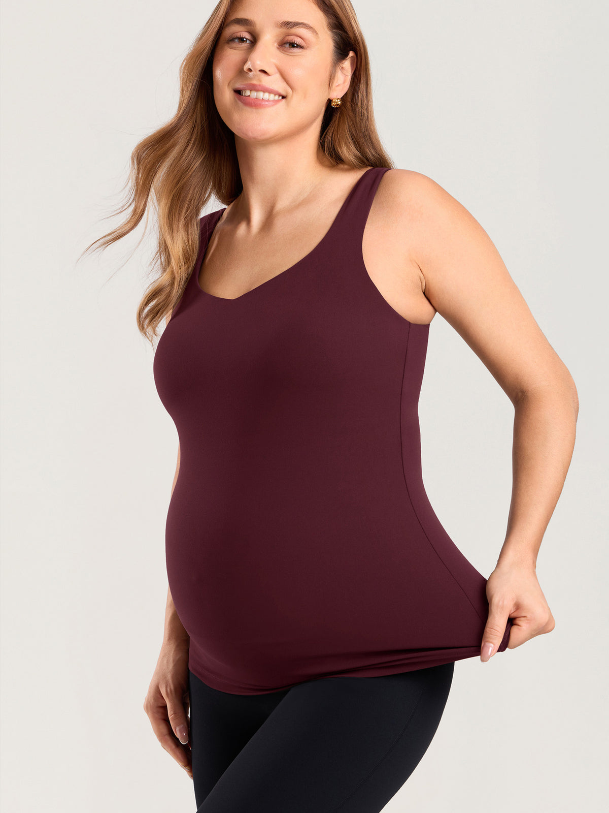 MOMANDA Naterlax? V Neck Nursing Tank Top Ripe Plum @model_info:MOM1