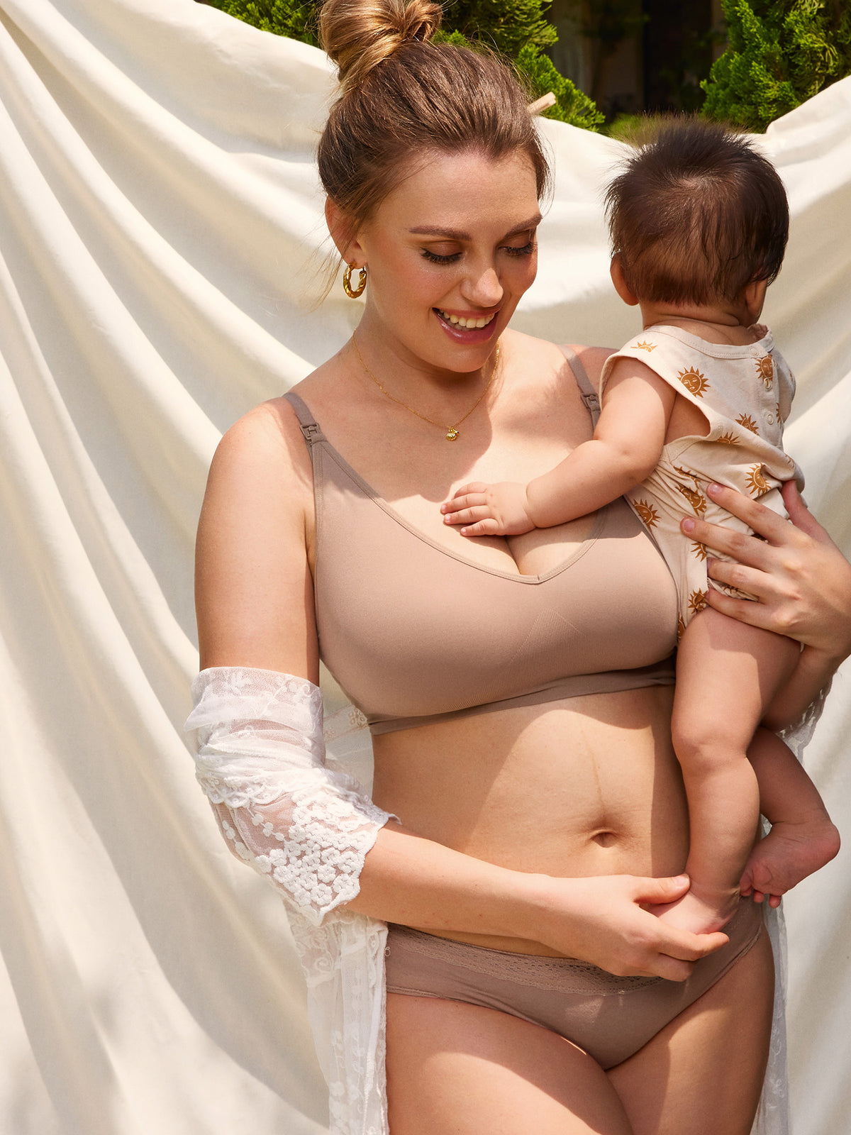MOMANDA Women's Seamless Soft Knit Nursing Bra,TITLE_BEST SELLERS Cocoa Beige @model_info:Knit