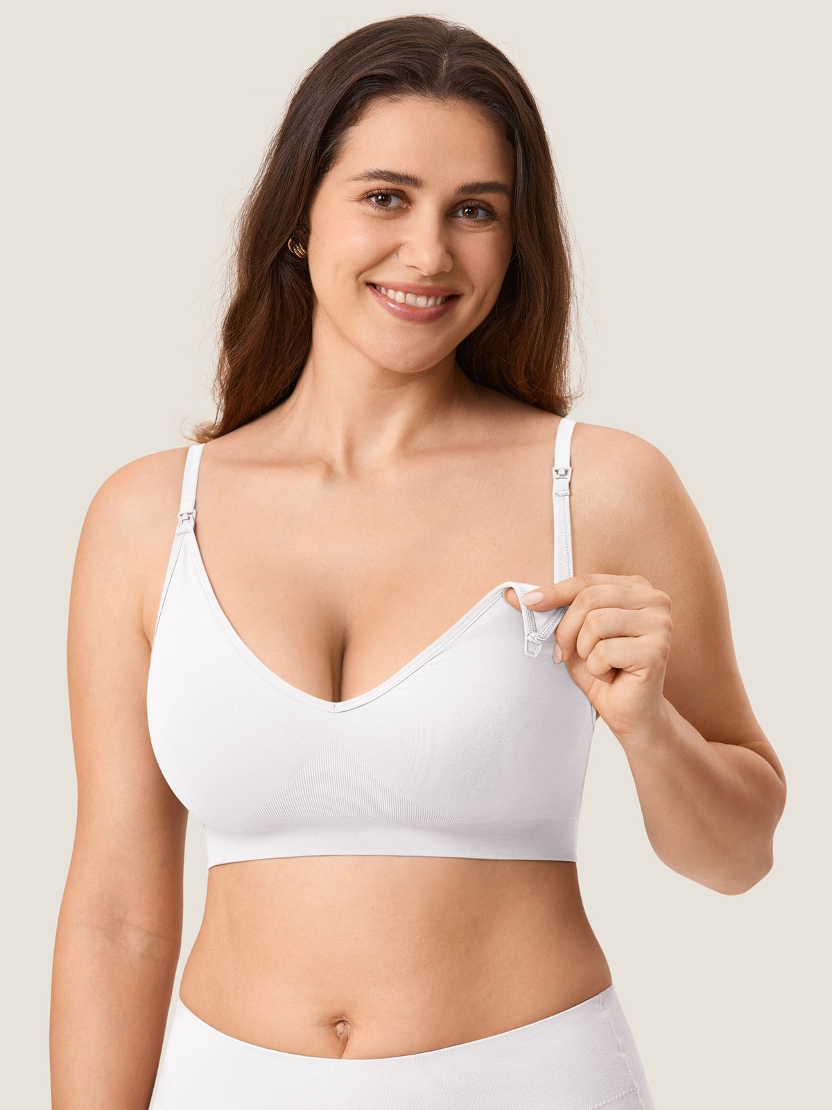 MOMANDA Women's Seamless Soft Knit Nursing Bra,TITLE_BEST SELLERS Snow White @model_info:MOM1