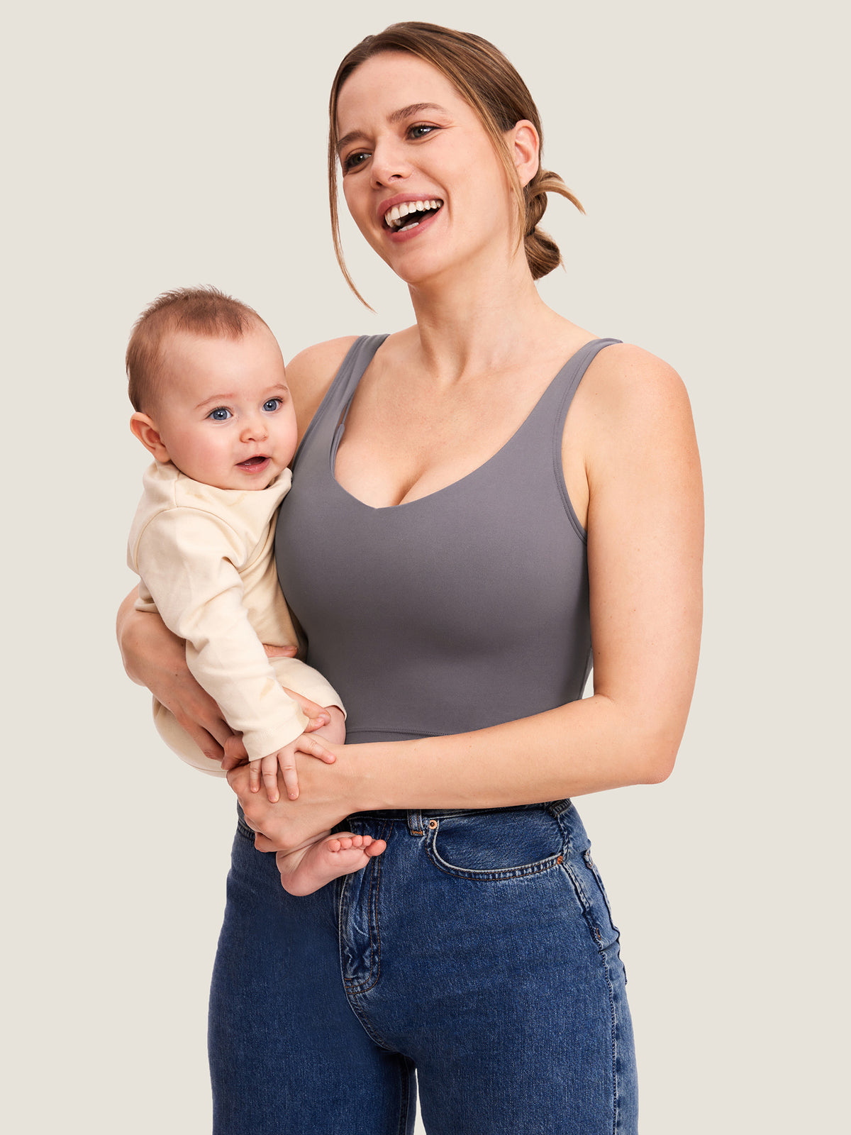 MOMANDA Women's Natrelax? Nursing Crop Tank Top - V Neck Tornado @model_info:R1