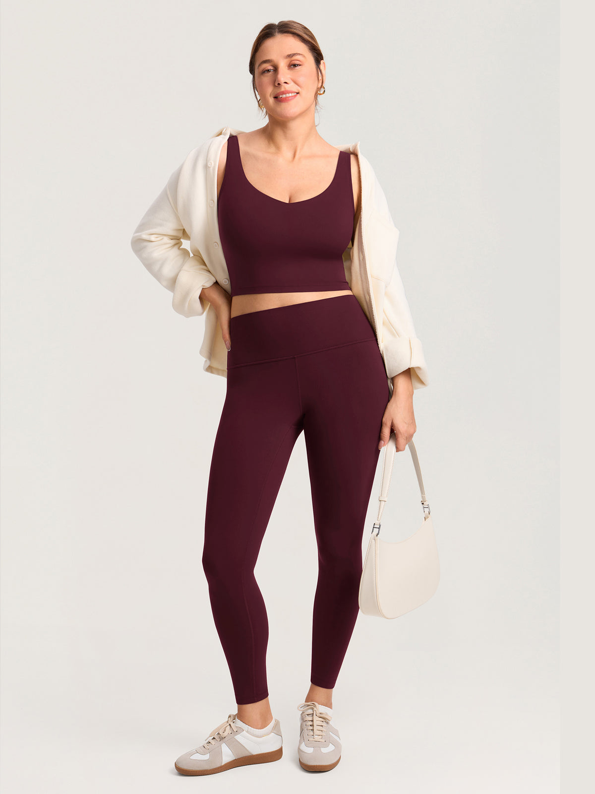 MOMANDA Women's Natrelax? Nursing Crop Tank Top - V Neck Ripe Plum @model_info:MOM3