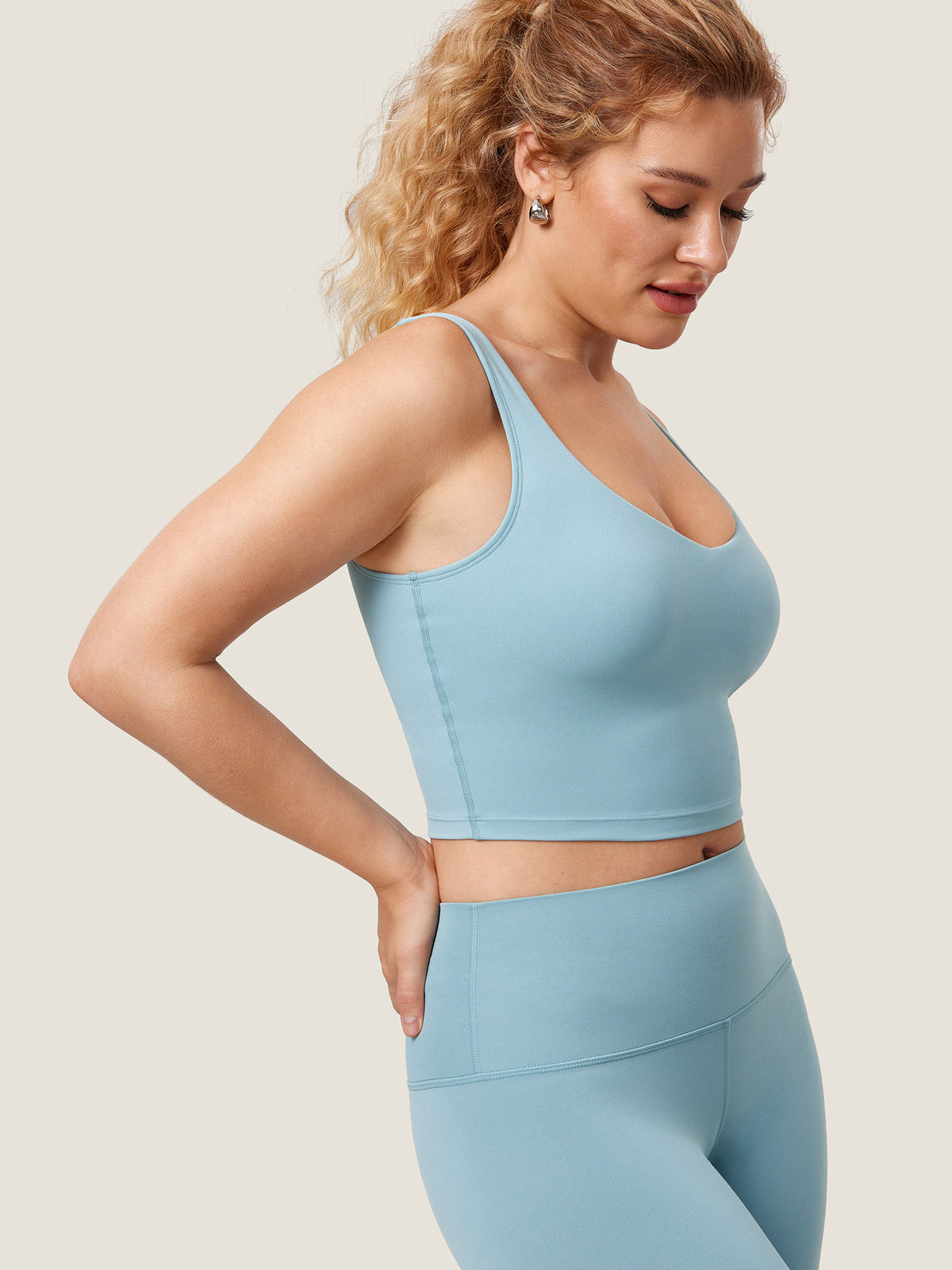 MOMANDA Women's Natrelax? Nursing Crop Tank Top - V Neck Pure Blue @model_info:Tank