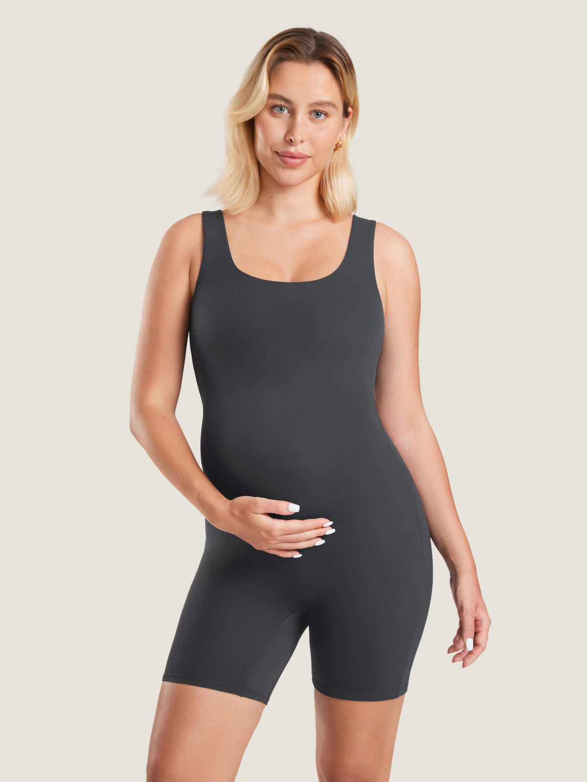 MOMANDA Women's Natrelax? Maternity Romper Mysterious Grey @model_info:MOM1