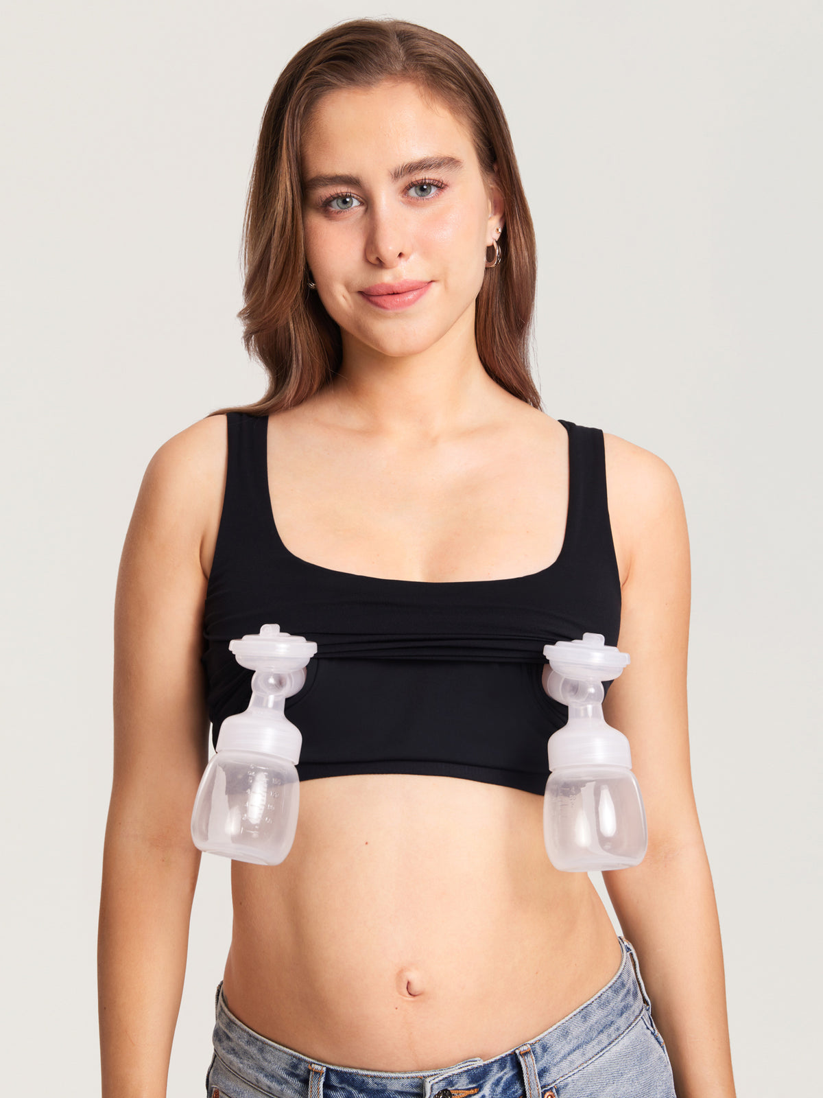 MOMANDA Women's Natrelax? Pumping Crop Tank Top Black @model_info:MOM1