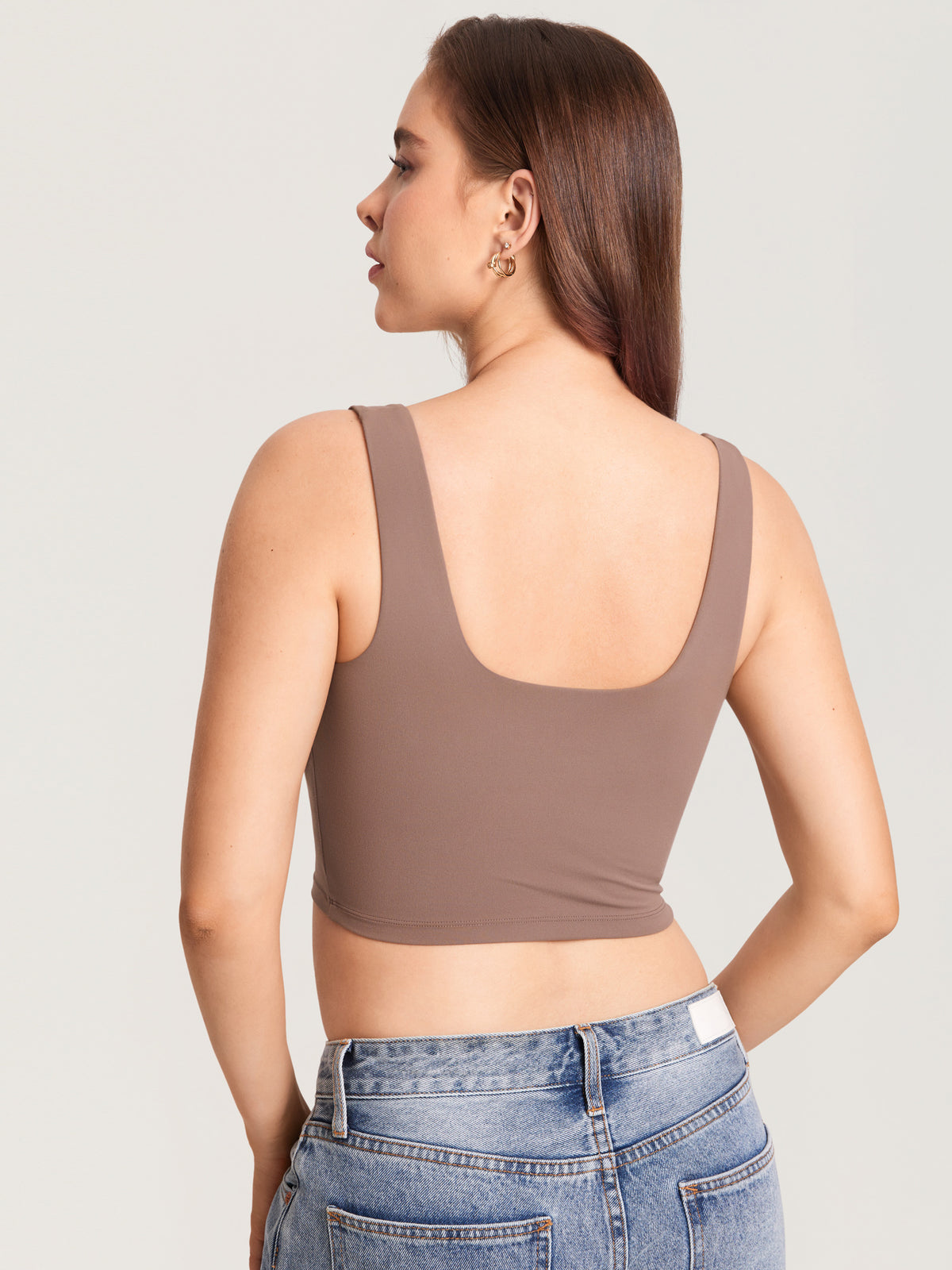 MOMANDA Women's Natrelax? Pumping Crop Tank Top Brown Purple @model_info:MOM4