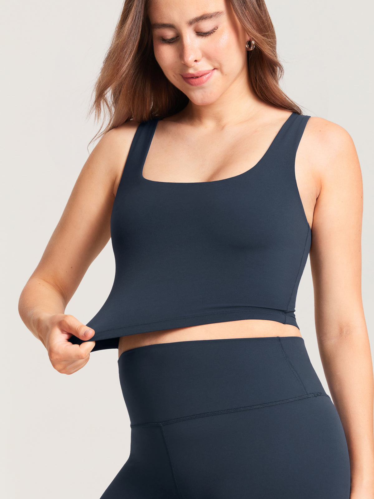 MOMANDA Women's Natrelax? Pumping Crop Tank Top Twilight Blue @model_info:MOM2