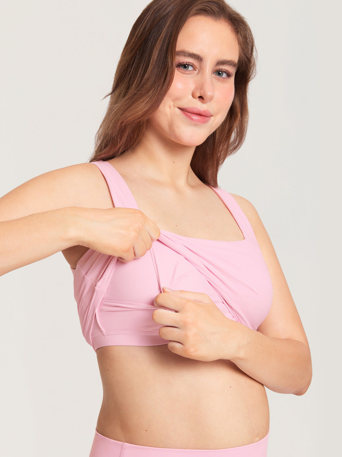 MOMANDA Women's Natrelax? Pumping Crop Tank Top Sweet Pink @model_info:MOM2