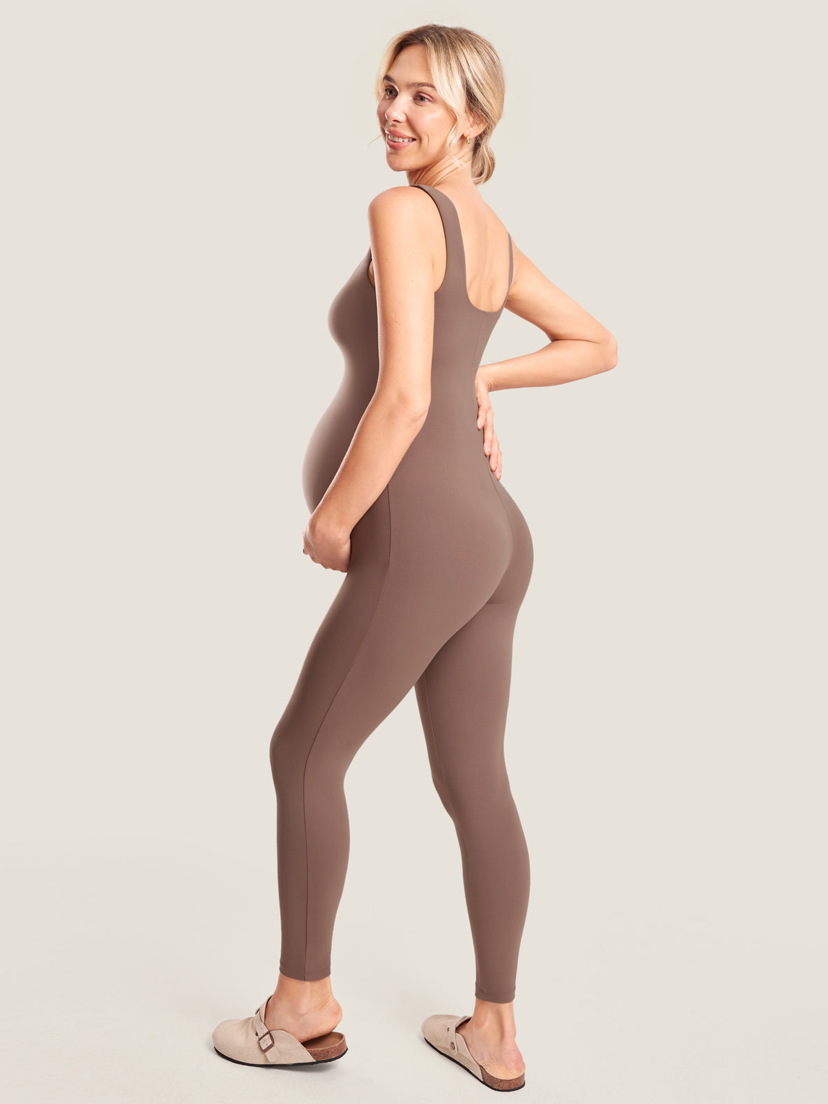 MOMANDA Women's Natrelax? Maternity Jumpsuit Brown Purple @model_info:MOM1