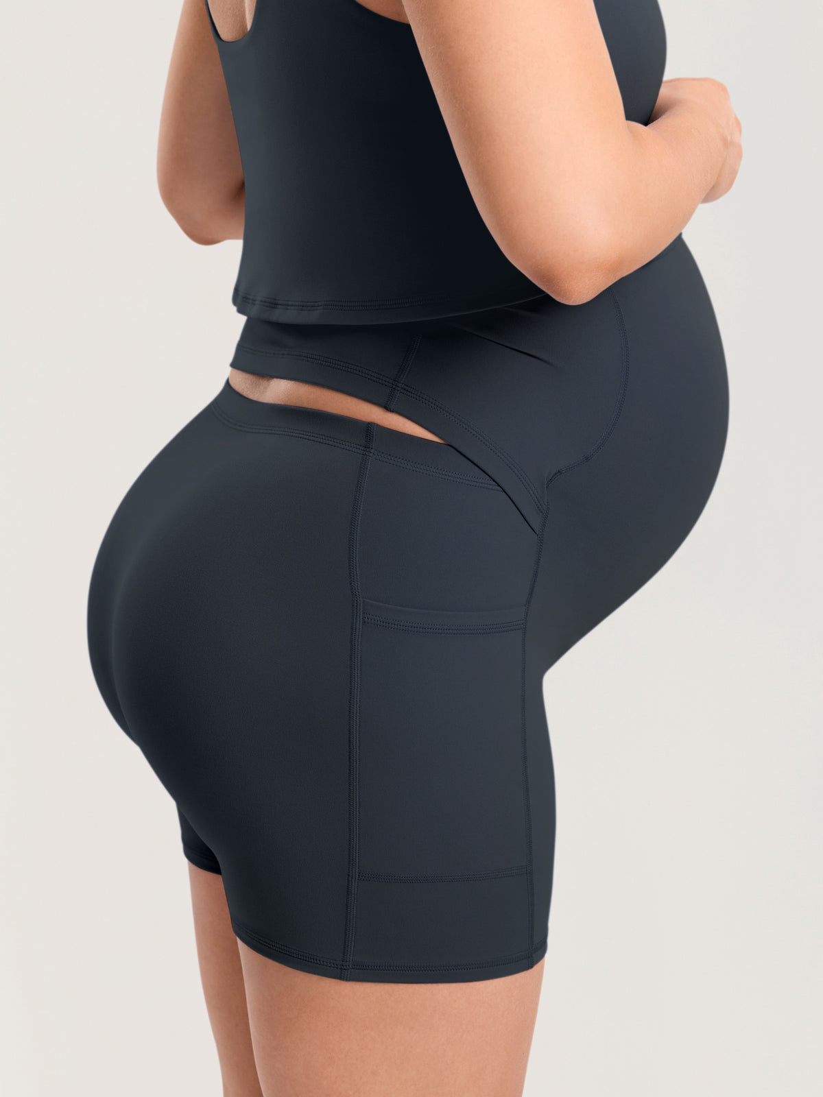 MOMANDA Women's Natrelax? Maternity Mini Dress - Easy Peezy True Navy @model_info:MOM5