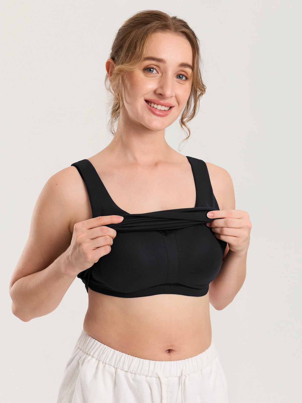 MOMANDA Naterlax? V Neck Nursing Tank Top Black @model_info:MOM6