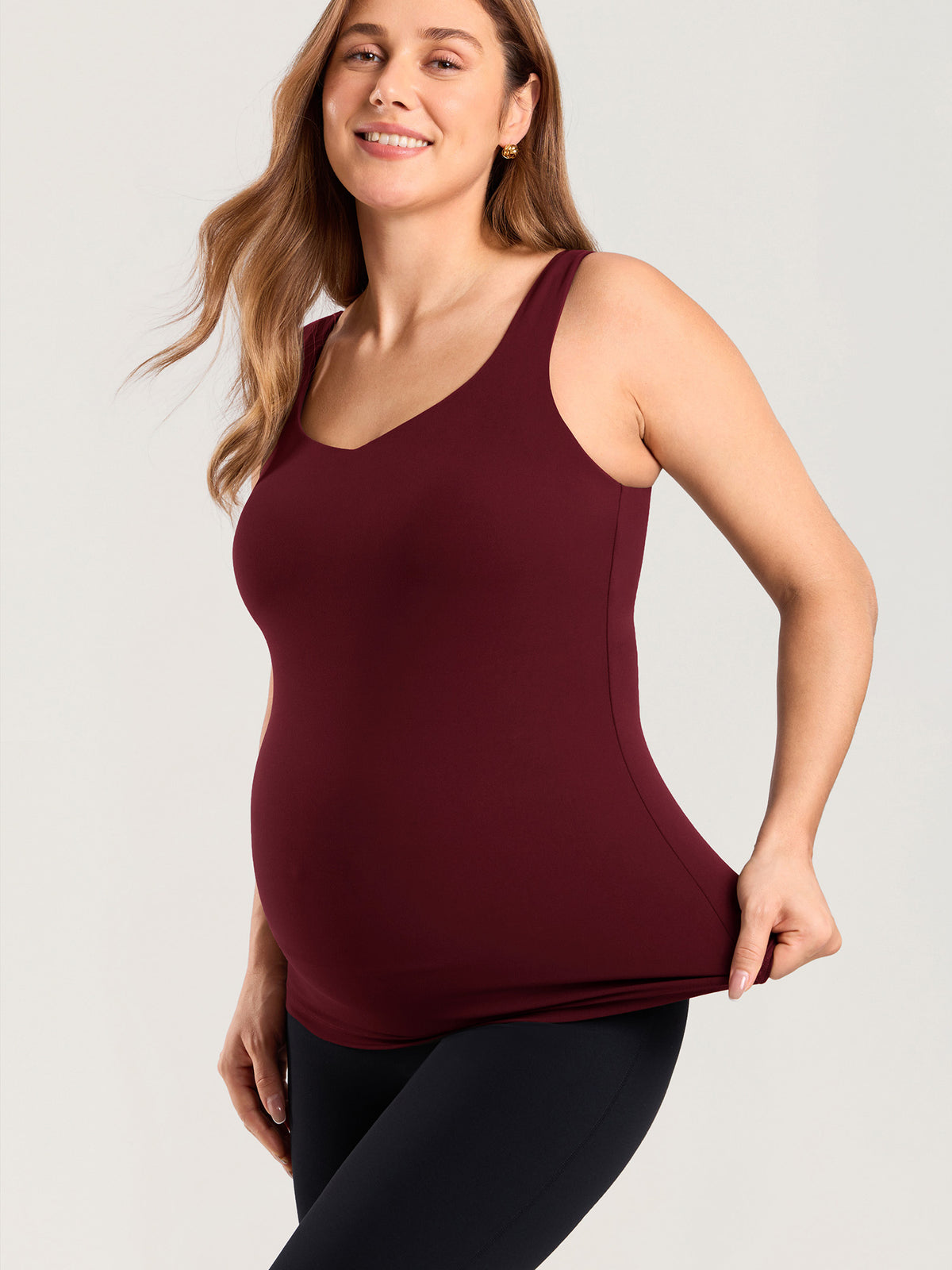 MOMANDA Naterlax? V Neck Nursing Tank Top Red Merlot @model_info:MOM1