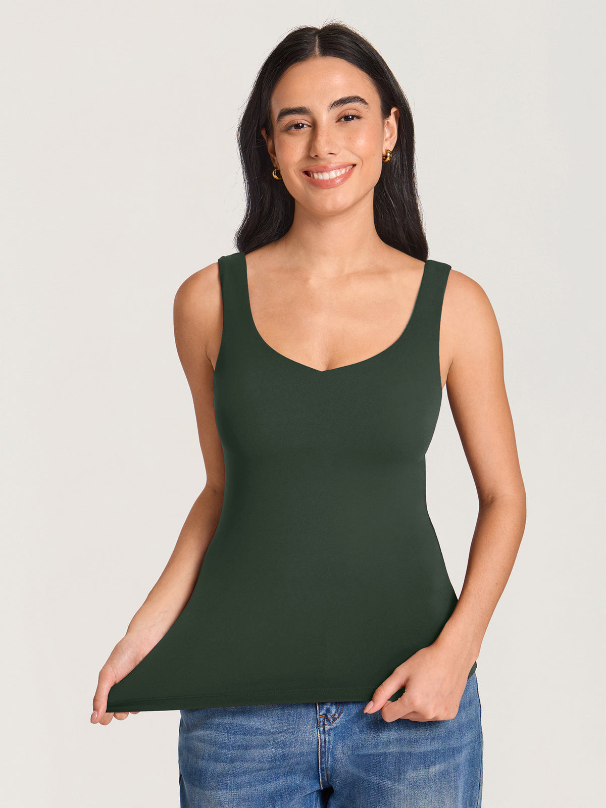 MOMANDA Naterlax? V Neck Nursing Tank Top Legend Green @model_info:MOM4