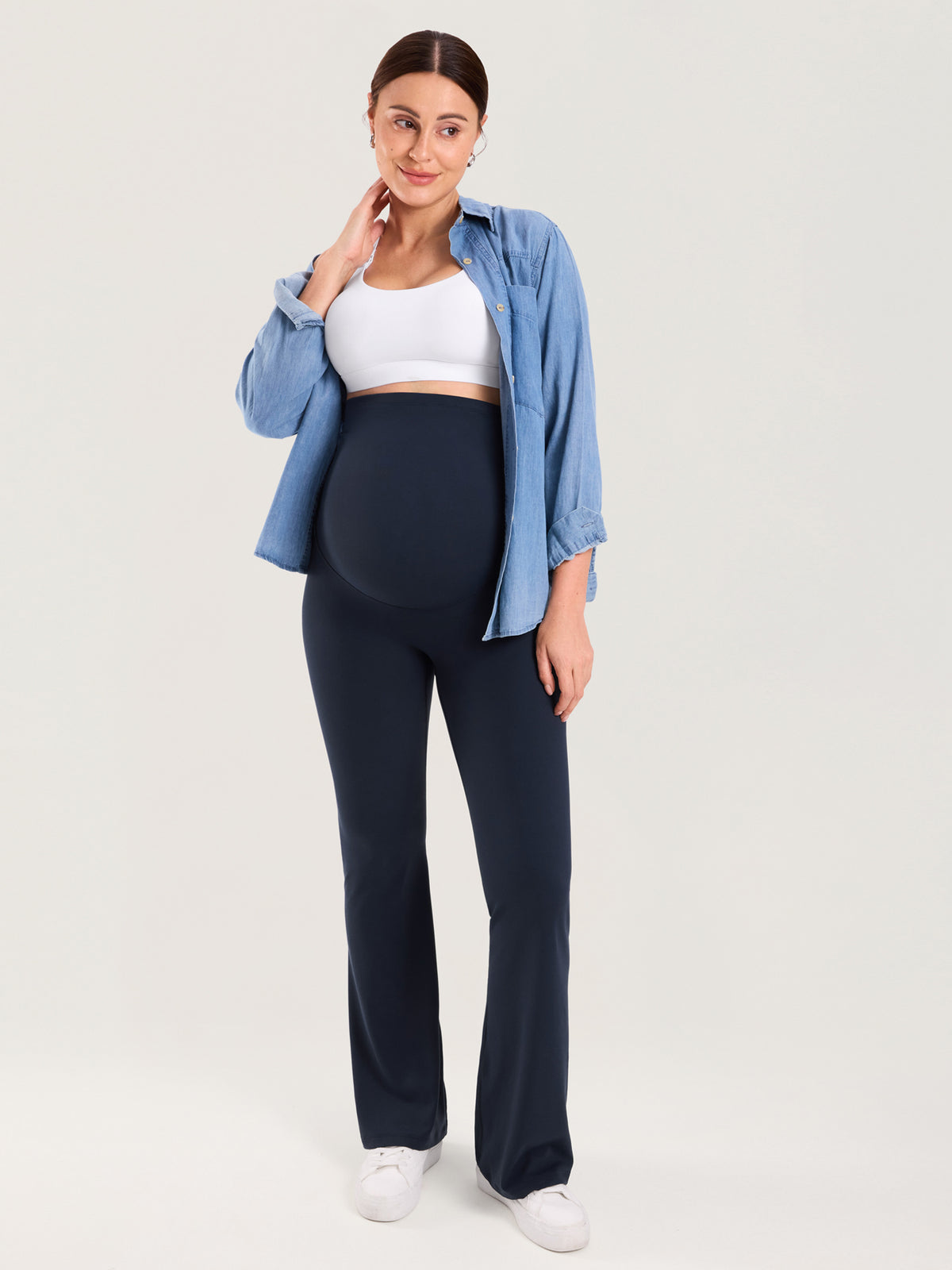 Natrelax® Ausgestellte Umstandsleggings ohne Frontnaht 80 cm