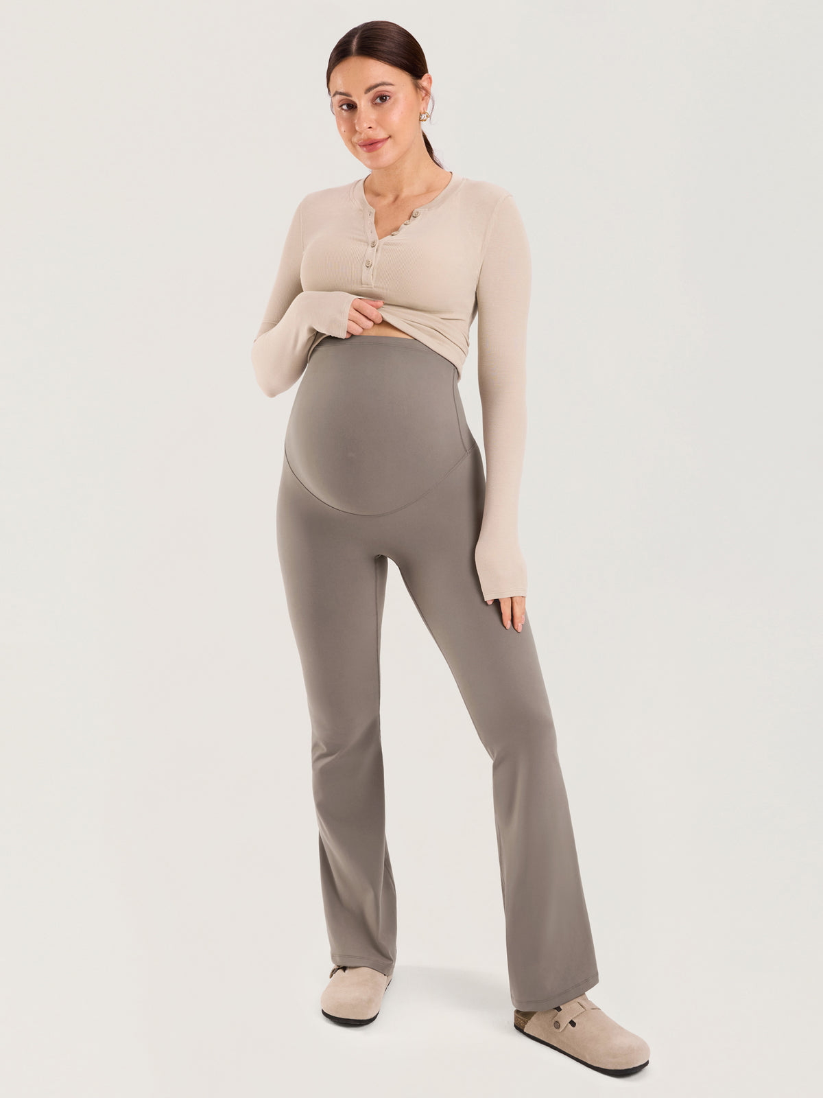 Natrelax® Ausgestellte Umstandsleggings ohne Frontnaht 80 cm